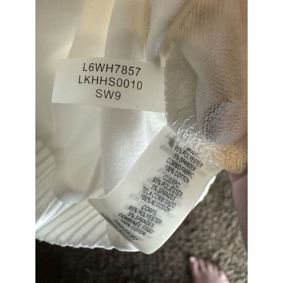 Karl Lagerfield Mixed Material Button Up Blouse Pleated Front Womens Size Small - Picture 6 of 9